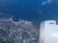 Anflug über dem Baskenland, zufällig getroffen der traumhafte Strand von San Sebastian.